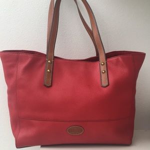 Fossil Large Zoey Shopper Red Leather Tote
